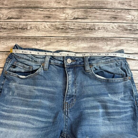 KanCan Women's Straight Leg Ripped Jeans 29 Medium Blue Distressed Ripped Trendy - Picture 10 of 12